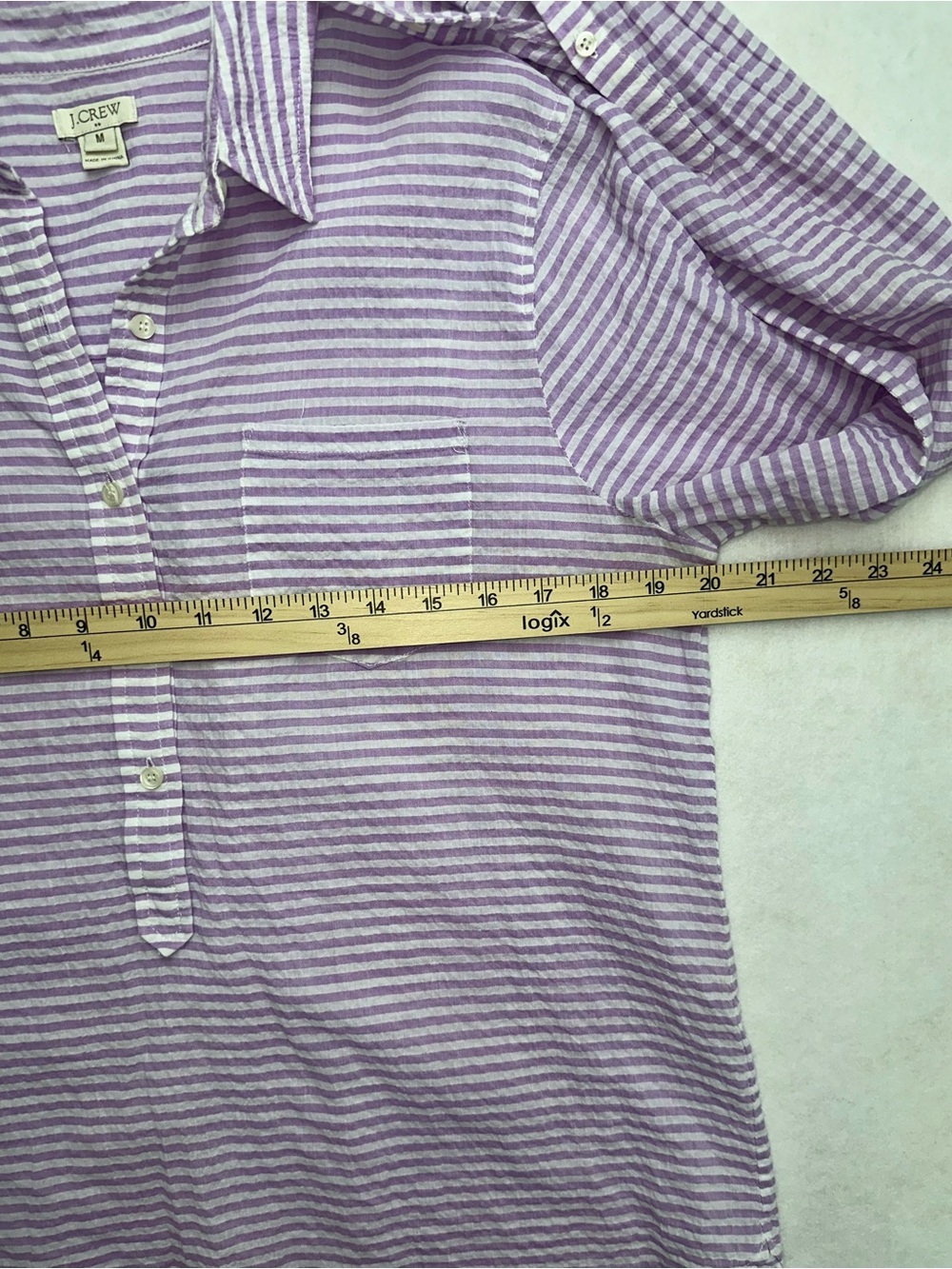 J. Crew Light Purple Striped Long Sleeve Lightweight Top Beachy Coastal Size Med - Picture 8 of 10